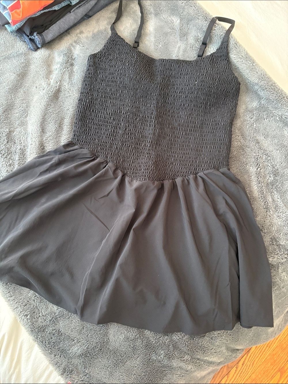 NWOT aerie Black Smocked Mini Dress with Adjustable Straps size M